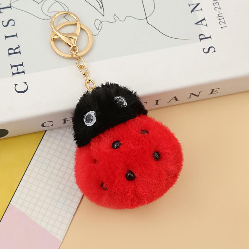 ladybug keychain Animal Plushie Keychain Cute Beetle Seven Star Ladybug Plush Doll Pendant Soft Stuffed Small Toy Keyring Key