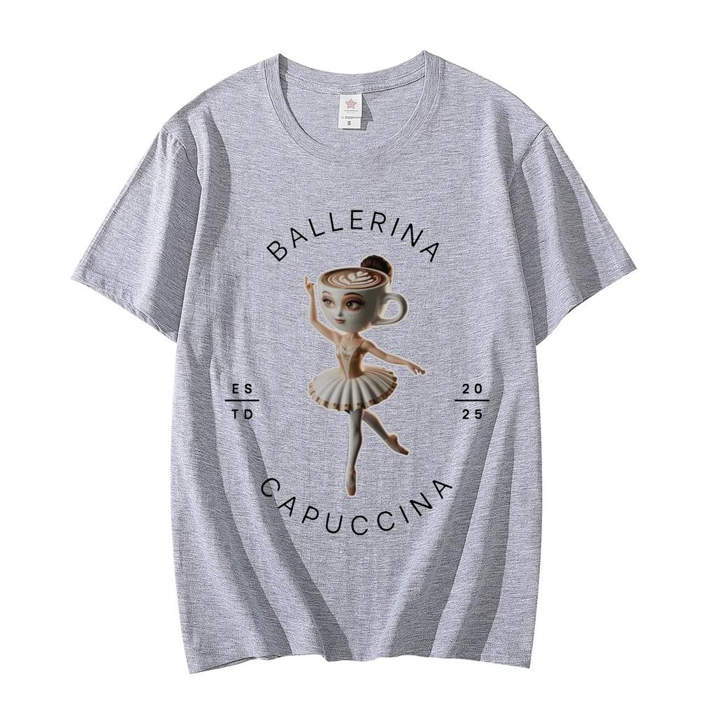 Ballerina Capuccina Funny Italian Brainrot Meme T Shirt Men Women Oversized Fashion Tshirt Summer Casual Pure Cotton Tshirts