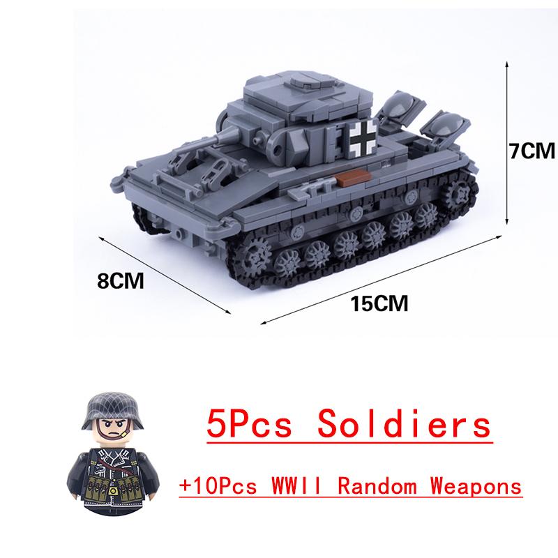 Non-Toxic Wwii Military North African Campaign Wheeled Armored Vehicle Tank Cannon Soldier Figures Building Blocks Weapon Truck Army Toy