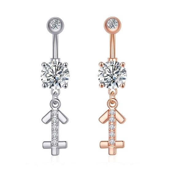 Anillo de ombligo antialérgico, superficie lisa, gran adherencia, exquisito, hueco, decorativo, doce constelaciones, piercing