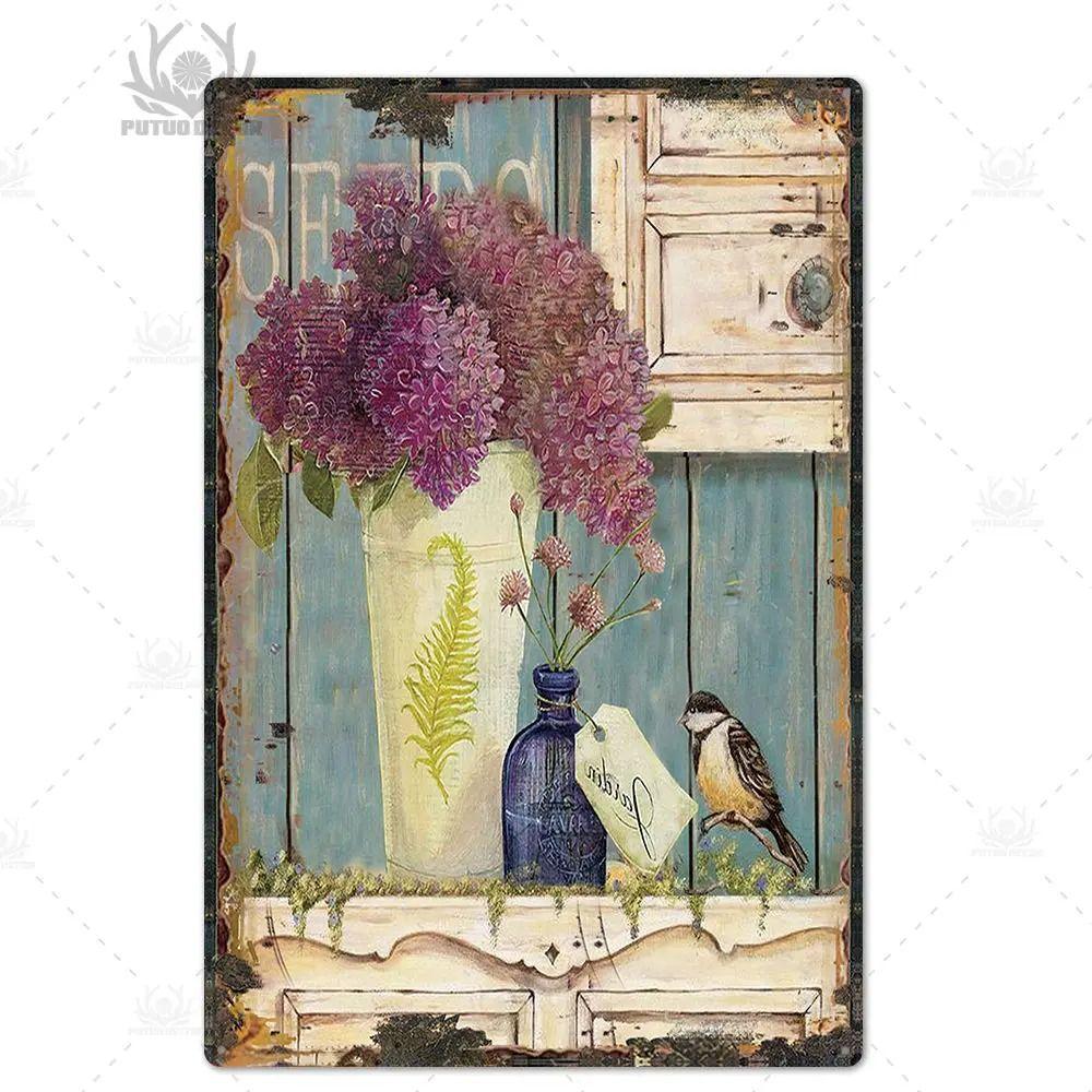 Plechový znak ve stylu Provence, Francouzské venkovské kovové nástěnné umění 20x30cm