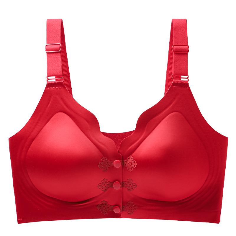 

Front-Fastening Seamless Push-Up Bra for Small Busts - Wire-Free, Comfortable, Water Drop Cups, Lifting Support, Tank Top Style L (for 105-125 jin)
