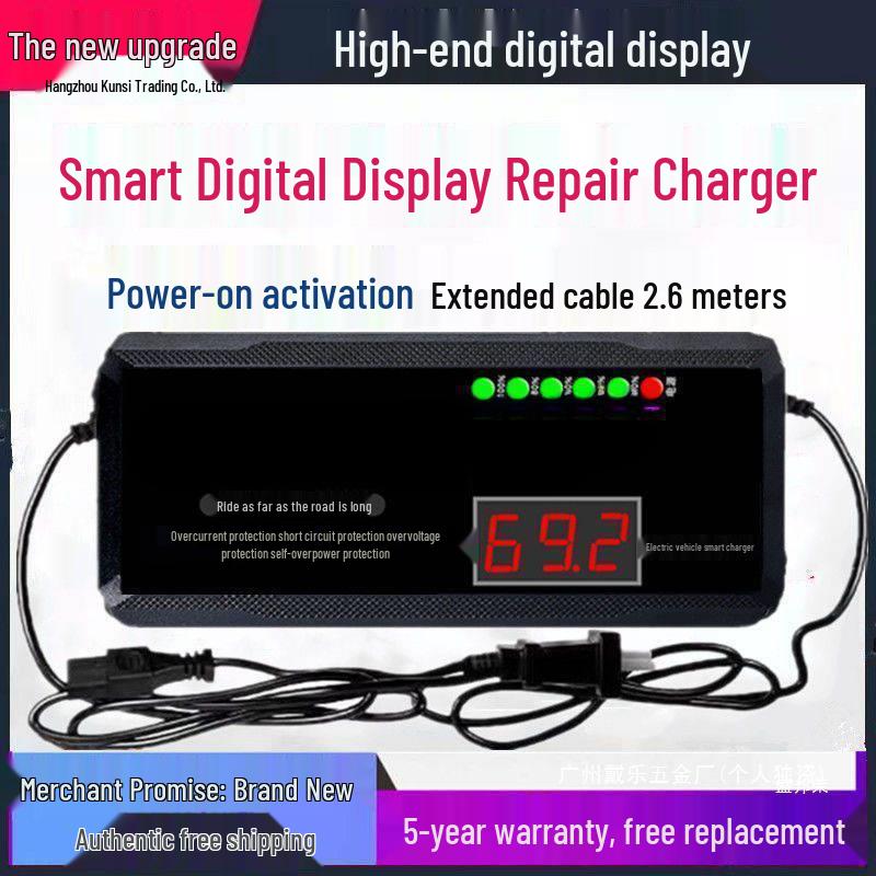 Digital Display Auto Power-Off Electric Bike Charger 48V/60V/72V 20AH for Two and Three-Wheel Vehicles