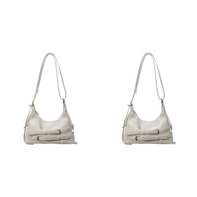 Women PU Fashion Shoulder Bag Adjustable Strap Simple Satchel Bag (White)