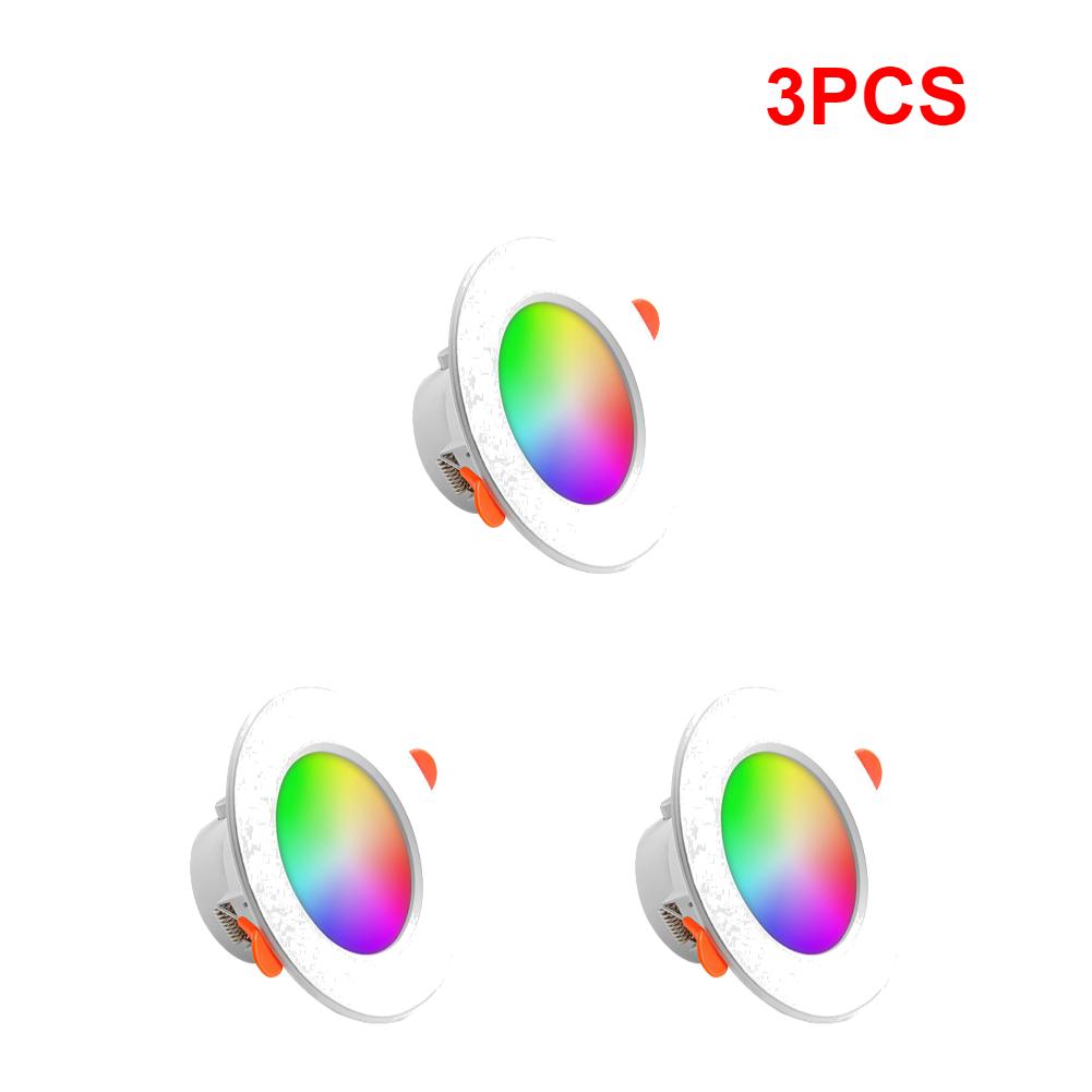 10W RGB Smart Spotlight Bluetooth-Compatible Recessed Ceiling Lamp Dimmable Round Panel Light 2700K-6500K for Home Lighting