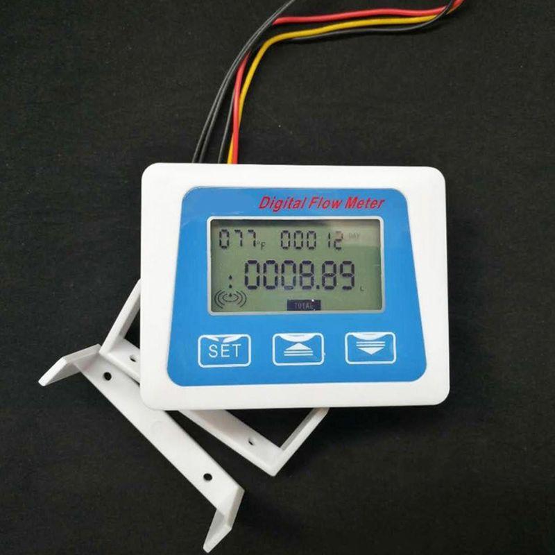 New Digital Lcd Display Water Flow Sensor Meter Flowmeter Rotameter Temperature Qyh