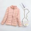 Korean Style Plus Size Womens Down Jacket Lightweight Slim Fit Stand Collar Short Autumn Winter Coat