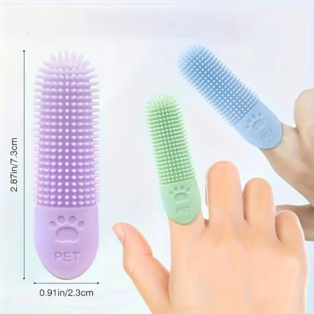 1Pcs 360° Finger Toothbrush Soft Tooth Cleaning Tool Durable Pet Finger Brush  for All Breeds