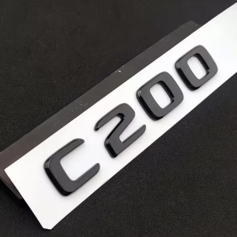 ABS Black Chrome Letters 3D Car Trunk Letters Badge For Mercedes Benz C 200 220 300 C200 C220 C300 C320 Logo Sticker Accessories AB1
