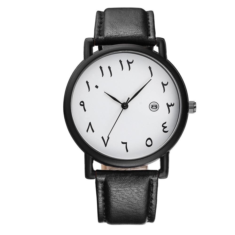 Men Watch Men's Fashion Quartz Watch Movement Black Leather Sports Clock Business Dress Watches