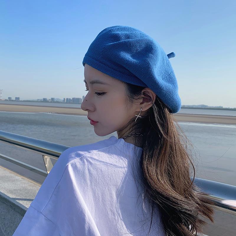 Primavera outono feminino boina gorro chapéus cor sólida artista francês respirável grande boina vintage feminino topo plano octogonal bonés