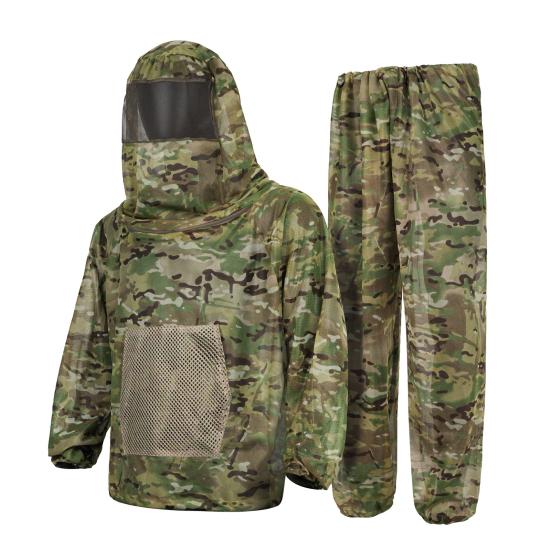 Camouflage Mosquito Suit for Men Women, Insect Mosquito Protection Jacket And Pants, Mosquito Proof Clothing with Mesh Hood for Outdoor Camping
