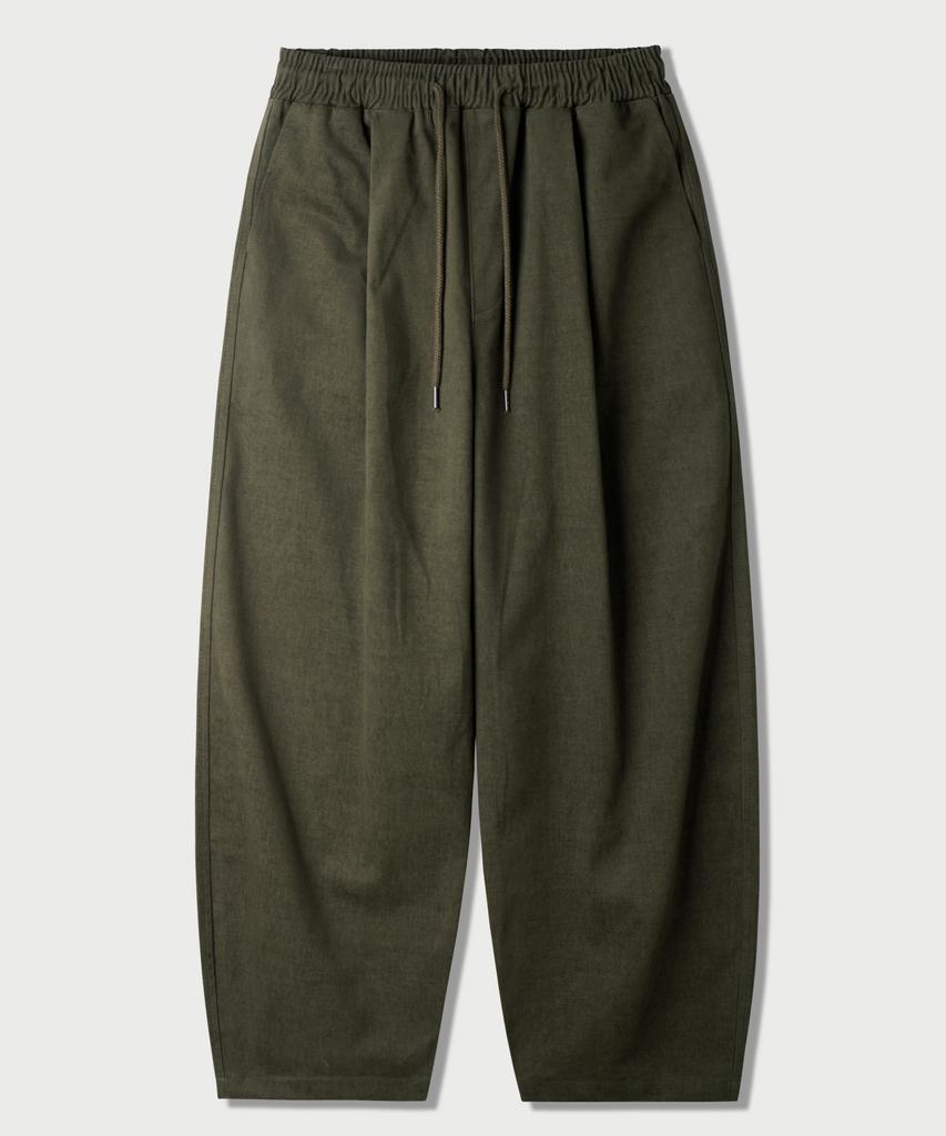 JEMUT Cotton Peach Wide Elastic Waist Pants Deep Khaki Mmlp2673