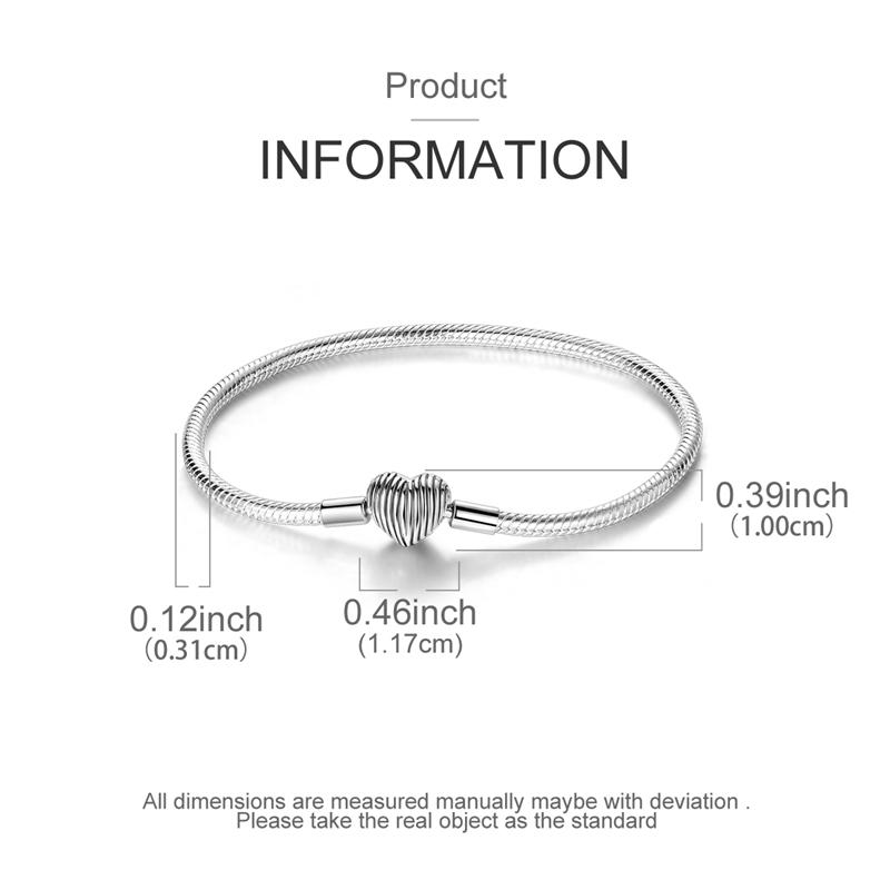 Bracelet 925 Silver Bracelet 17-20CM Love Heart Zircon Original Bracelets Fit Charms Bracelets Jewelry Gifts