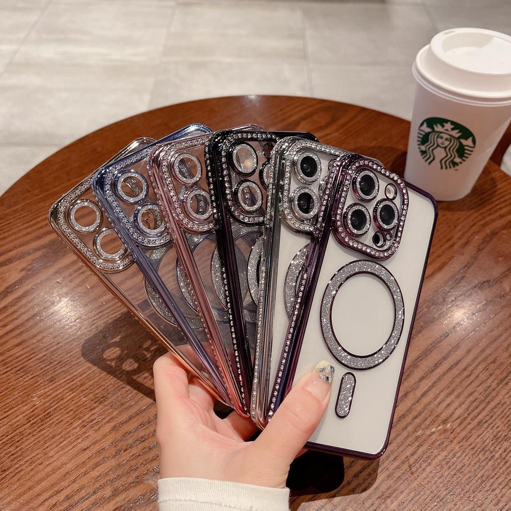 Rhinestone Glitter Magnetic Phone Case for iPhone 17 Pro Max, Apple 16-14 Compatible, Electroplated & Drop-Proof Design
