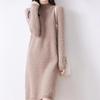 Women's High Neck Knitted Wool Dress - Slimming and Warm for Autumn/Winter