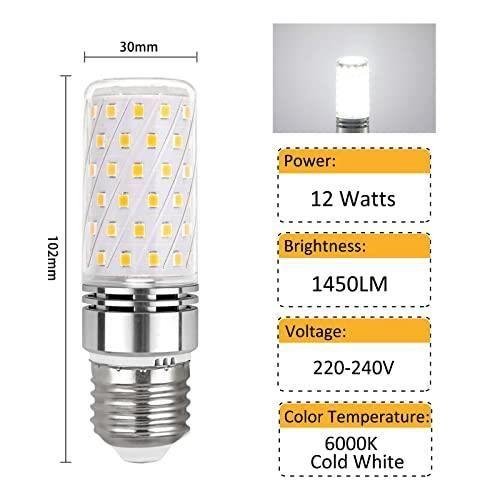 LED žárovka E27 Kukuřice 12W Studená bílá 6000K, 1450LM, 360° Světlo, Ekvivalent halogenové žárovky E27 100W, AC 230V, LED žárovka E27 Kukuřice Studená