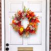 Artificial Autumn Wreath for Front Door Farmhouses Garden, Harvest Wreath with Pumpkins Thanksgiving Party Decorations