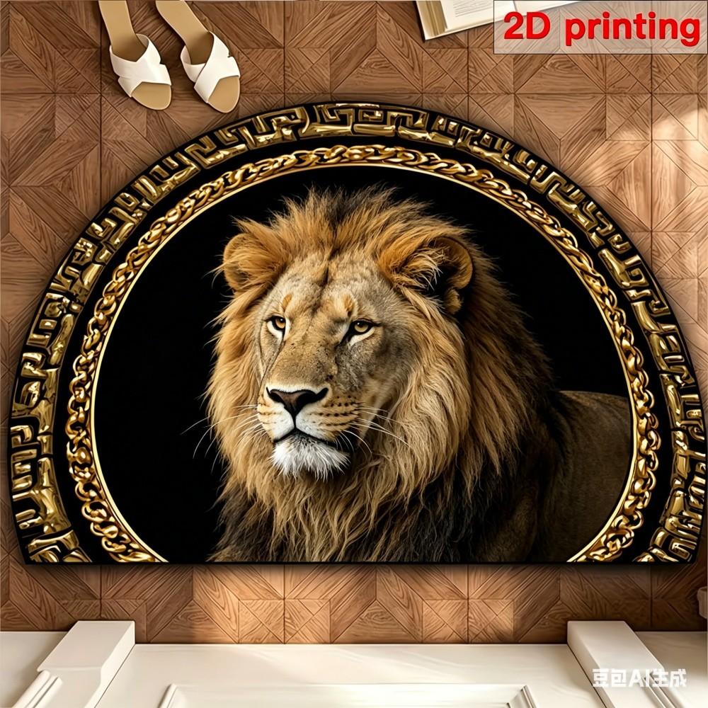 Moderne Halve Maan Welkomstmat Zwart Goud Luipaard Halve Maan Entree Tapijt Antislip Wasbaar Vloerkleed voor Voordeur Portaal 50x80cm-Felt