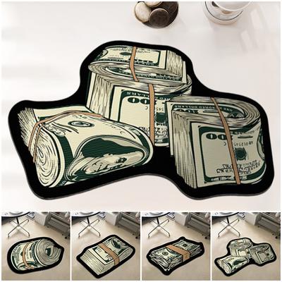 Creative Dollar Crystal Velvet Carpet Personalized Imitation Money Living Room Bedroom Irregular Art Floor Mat Home Decor