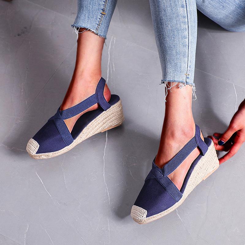 Damen Knöchelriemchensandalen Bequeme Hausschuhe Damen Damen Freizeitschuhe Atmungsaktive Leinen Hanf Canvas Pumps zapatillas mujer