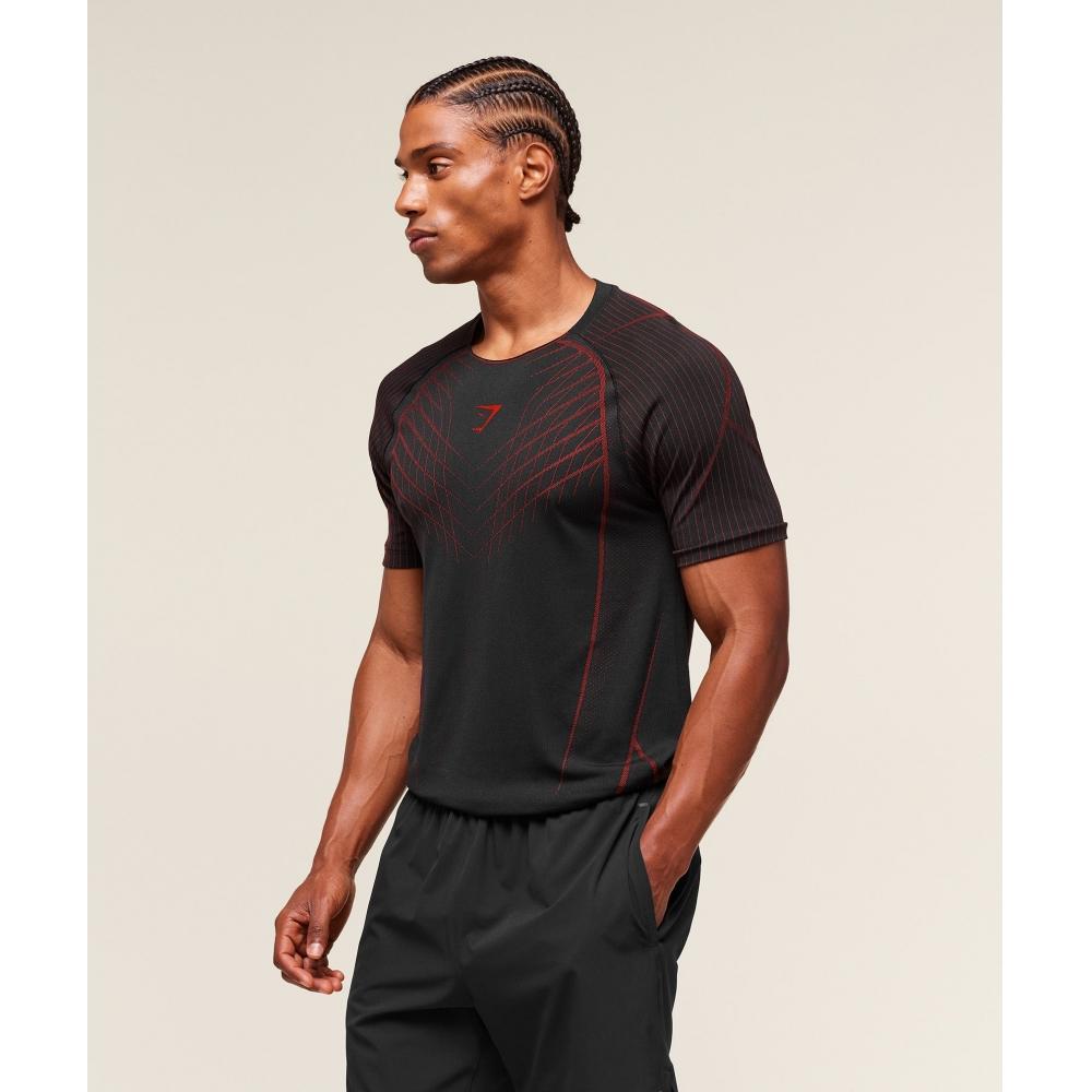 Gymshark Apex Seamless T shirT Black Carmine Red A2b3s Bb4j