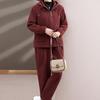 New Year High-End Stylish Velvet Sportswear for Middle-Aged & Elderly – Autumn/Winter Two-Piece Set