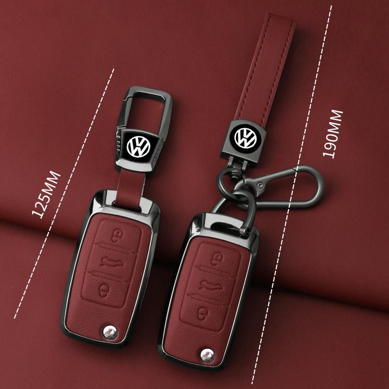 For VOLKSWAGEN VW Metal Leather Car Key Case Cover Holder Shell Fob For VW Volkswagen Polo Tiguan Passat Golf Jetta Lavida Keych