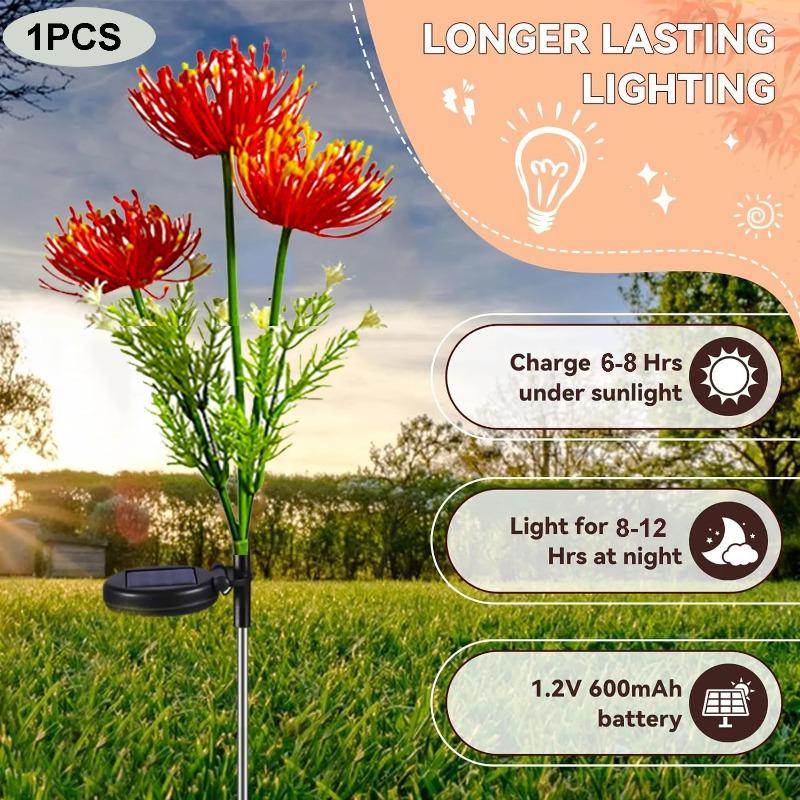Solar Powered Spider Lily Flower Stake Lights Waterproof Outdoor Garden Decor Lamp for Yard Patio Camping Wedding Decoration
