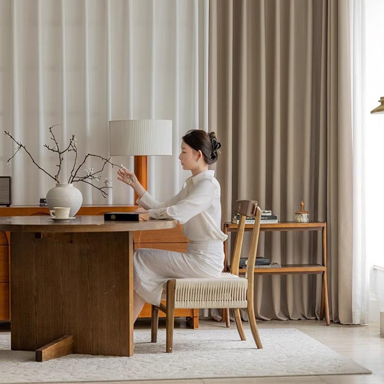 High-Grade Cream Blackout Bedroom Curtain: Simple, Luxurious Light-Blocking Fabric