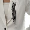 Black Crystal Crystal Beads Brooches Vintage Style Irregular Geometry Tassel Pendant Brooch Chain Bead Creative Design Lapel Pin