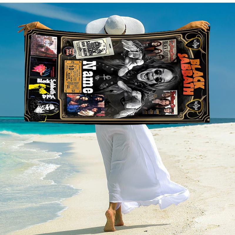 Personalized customized proof beach towel with rock Ozzy Osbourne pattern - soft, absorbent,quick-drying,perfect swimming,camping&bathing