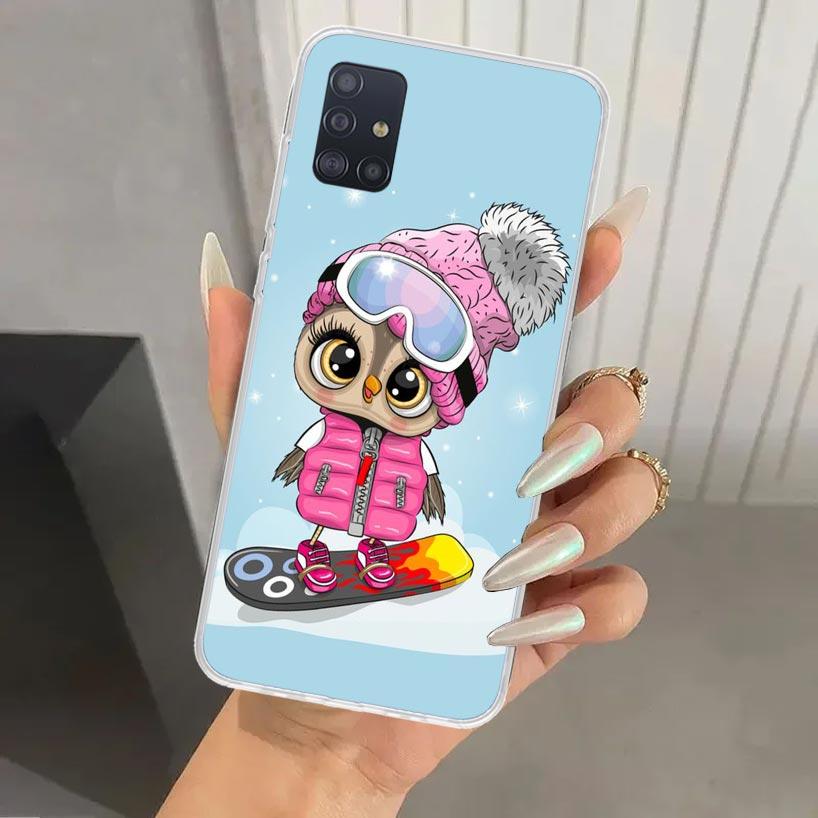 Cartoon Cute Owl LoveLy Phone Case for Samsung Galaxy A52 A42 A32 A22 A12 A02S A72 A51 A50S A41 A31 A21S A71 A40 A30S A20S A10S