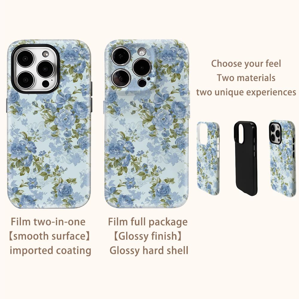 Blue BlossomFor Magnetic Phone Case for IPhone 17 16 15 14 13 Pro Max Plus Single Double-layer Tough Case
