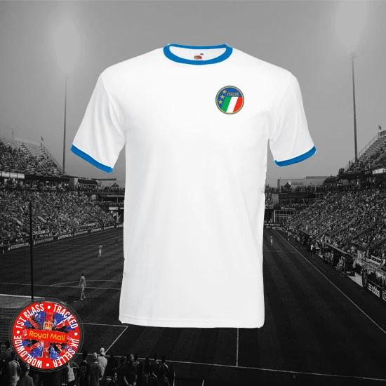 Italy Inspired Football Ringer T-shirt, Retro, Gift, Italia, Soccer M