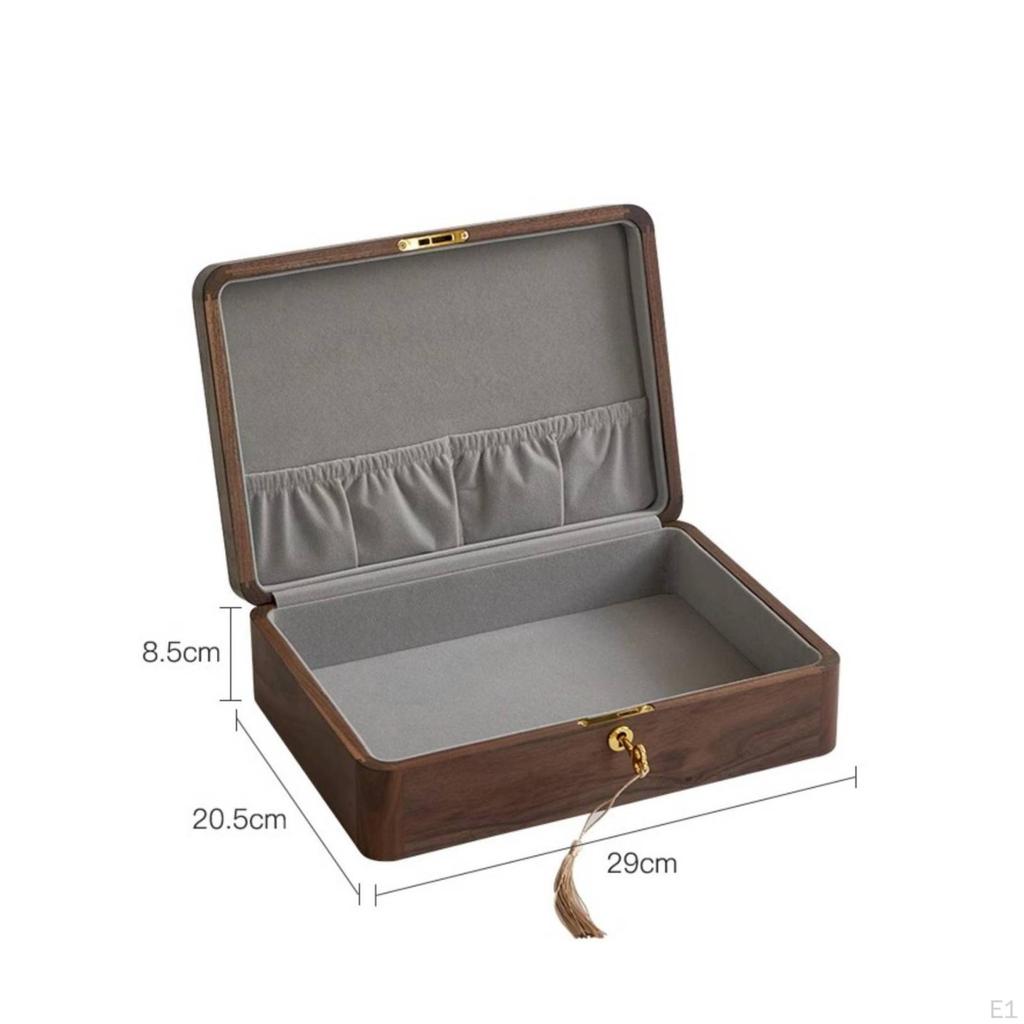 Wooden Storage Box with Hinged Lid | Smooth Rounded Edges, Walnut Desktop Box, for Desk L