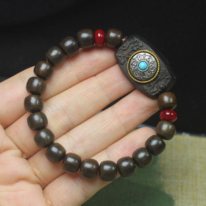 Chenguibao Agarwood Rotating Bracelet Carved Six Syllable Mantra