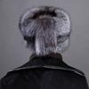 Fox Fur Hat Men's Winter Fur Mongolian Cap 100% Genuine Fox Fur Bomber Hats Warm Ear-protecting Ski Hat