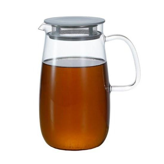 HARIO Range Easy Mugicha Pot Mugichan 1000mL Compatible Microwave (Internal 19cm more) Dishwasher Safe Heat-Resistant Glass Dark Gray Made Japan