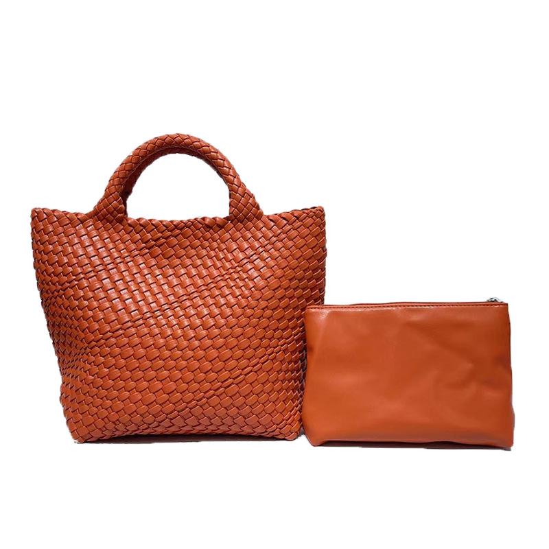 Women's Large Fashionable Woven Tote Bag - Versatile Double-Wrist Mother-Child Shopper