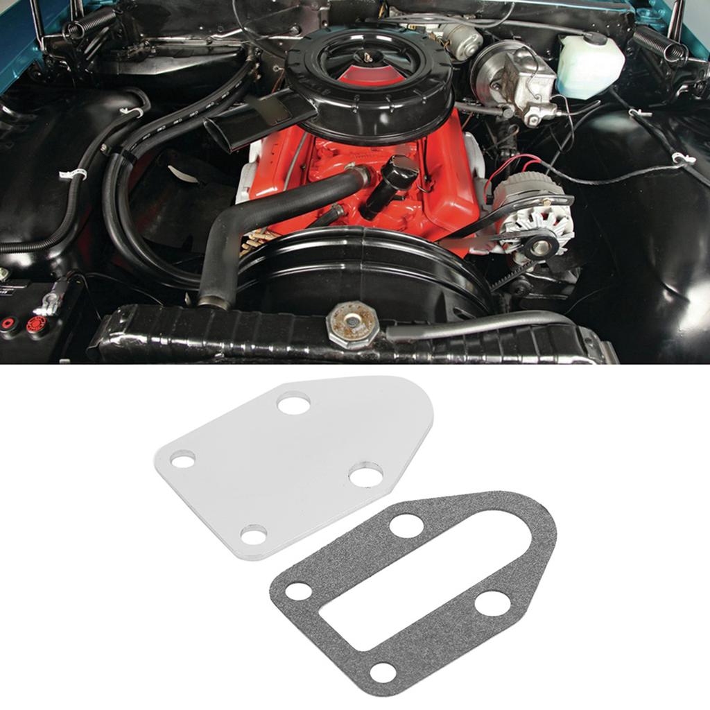 Chrome Fuel Pump Mounting Plate With Gasket Fit for Chevrolet SB 283 305 327 350 383 400 Engine