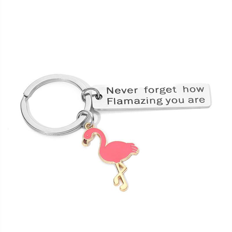 Inspirational Gift Flamingo ‘Never Forget How Flamazing’ Stainless Steel Keyring