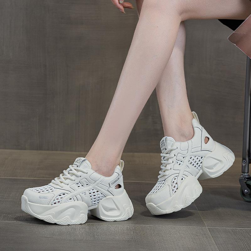 Hollow mesh dad shoes women's new summer versatile lightweight thick-soled heightening sneakers 2515