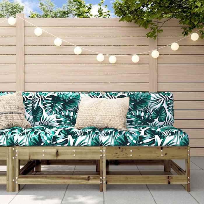 VidaXL Center Sofas with Cushions 2 Pcs Impregnated Pine Wood, Garden Sofa, Garden Seat, Outdoor Seat, 825582
