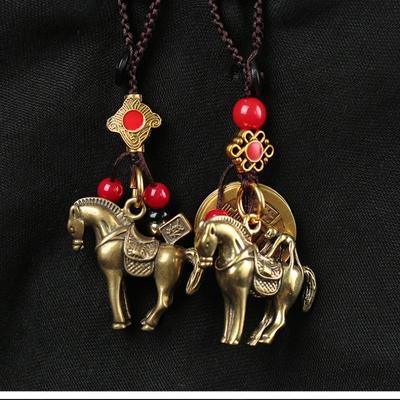 2026 Jahr des Chinesischen Tierkreiszeichens Pferd Glücksbringer Anhänger Schlüsselanhänger Kupfer Feng Shui Reichtum Schlüsselring Damen Herren Taschenanhänger Schmuck Geschenk