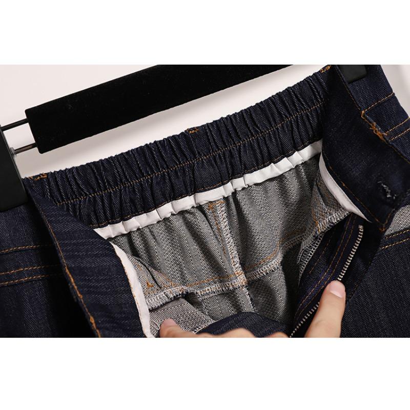 Dimanaf Plus Size Jeans Women Shorts Pants Summer Loose Short Basic High Waist Striped Pants Elastic Waist