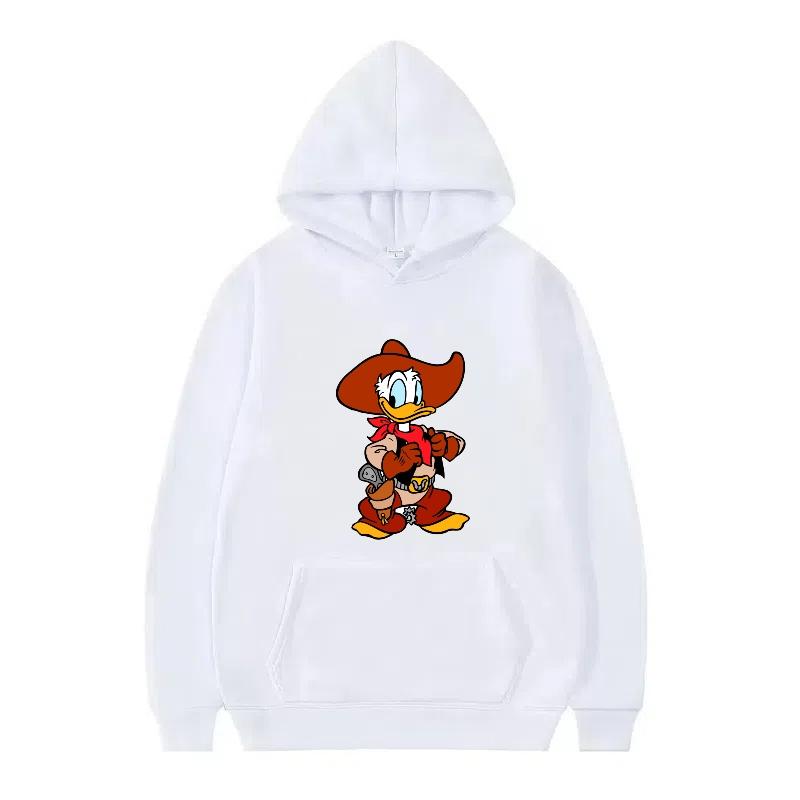 Disney Donald Duck Muster Damen Fleece Sportlich Locker Grau Herbst Oberteile Kleidung Pullover Damen Günstig Y2k Hoodies Herren Sweatshirts