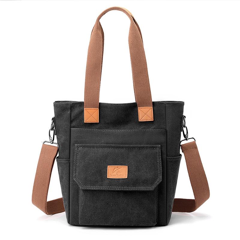 Large Capacity Casual Commuter Shoulder Bag Trendy Canvas Bag Women'S Versatile Fashion Hand-Held Women'S Large Bag