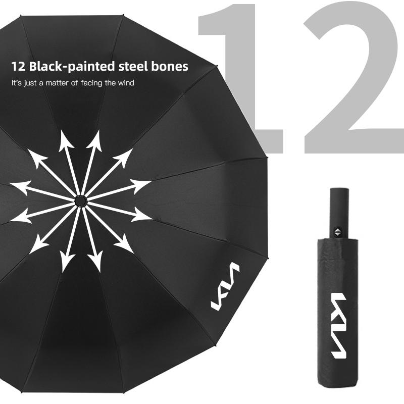 Kia Car Logo Automatic Folding Umbrella Anti-UV Umbrellas For KIA EV6 Stinger RIO Sorento Picanto Ceed Borrego Syros K4 K5 K8 K9