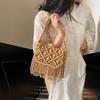 Bohemian Tassel Woven Bag for Women 2025 New Style Niche Hollow-out Design Single Shoulder Bag Literary Crossbody Bag